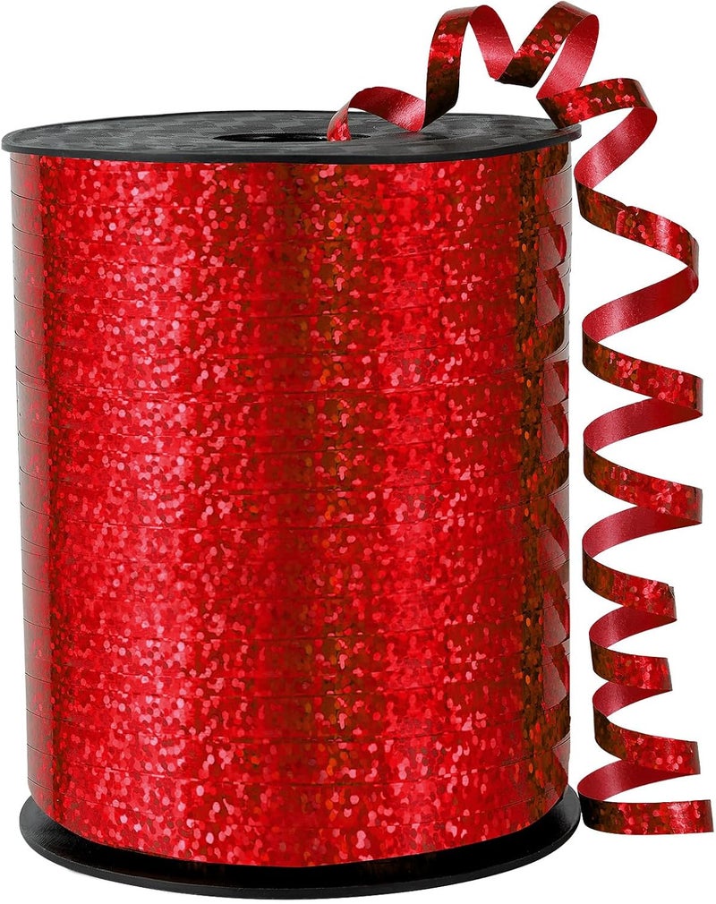 OMISELIO Red Curling Ribbon - 500 Yard Shiny Metallic Curling Ribbon for Gift Wrapping, Balloons, Christmas, Valentine's Day, Birthday - Image 1